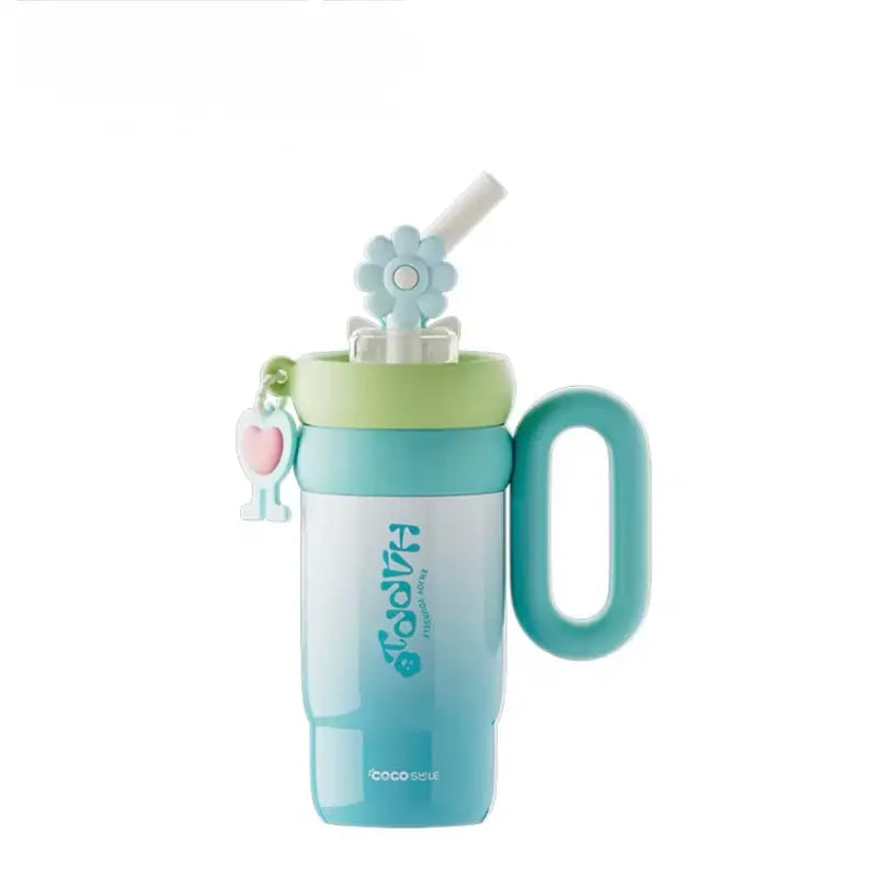 316 Aesthetic Stainless Steel Water Bottle 25.8 Oz Floral Straw Leak-Proof Soft Handle Durable Drinkware Tumbler Cup Portable Handwashing Only, Bottled Silicone Reusable, Bpa-Free, No Microwave