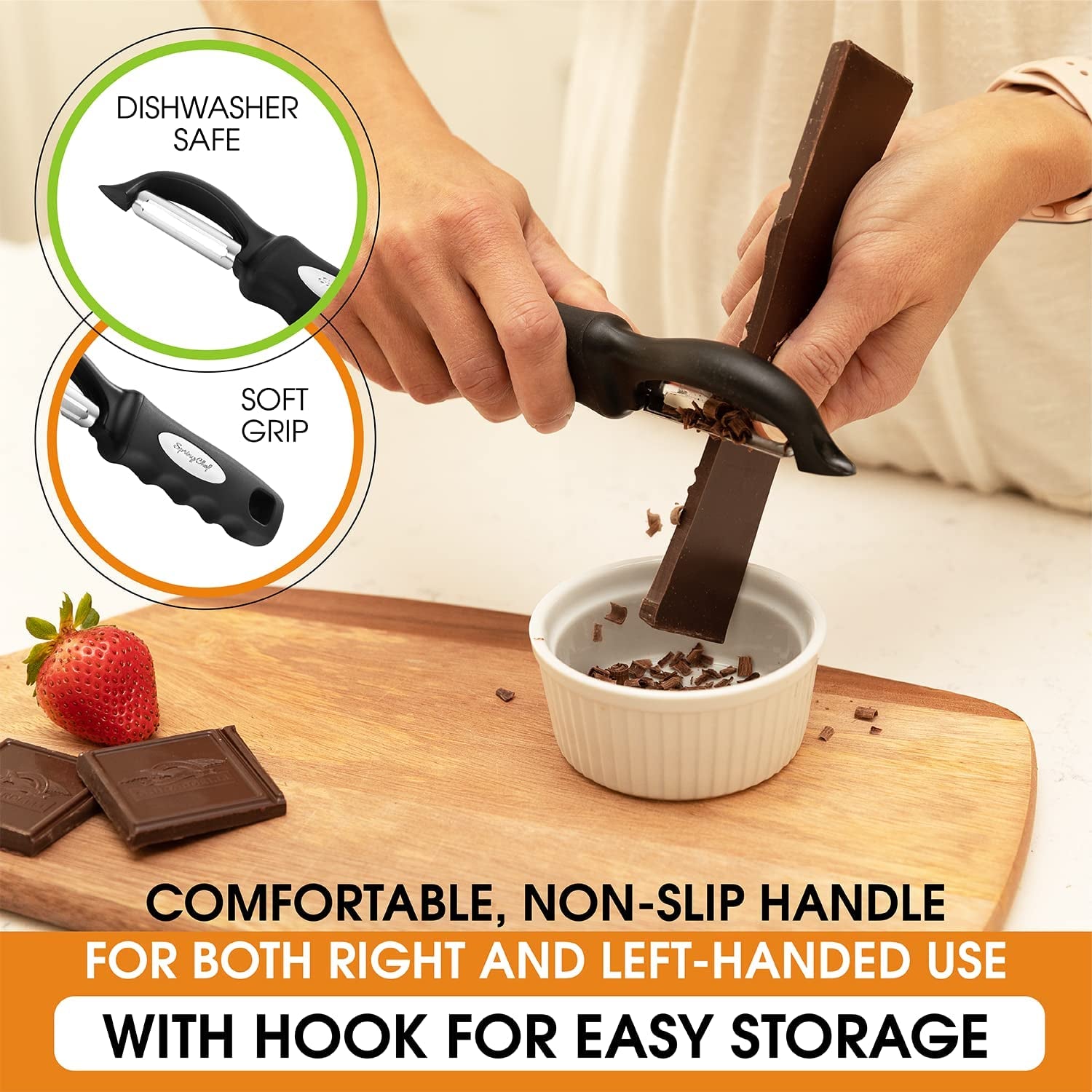 Swivel Vegetable Peeler for Kitchen W/Soft Grip Handle, Black | Premium Potato Peeler W/ Ultra Sharp Stainless Steel Blades, Multifunctional Veggie Peeler for Apple, Carrot, Cucumber, Fruit