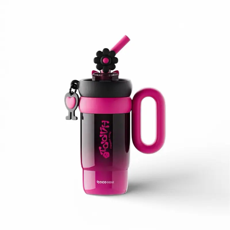316 Aesthetic Stainless Steel Water Bottle 25.8 Oz Floral Straw Leak-Proof Soft Handle Durable Drinkware Tumbler Cup Portable Handwashing Only, Bottled Silicone Reusable, Bpa-Free, No Microwave
