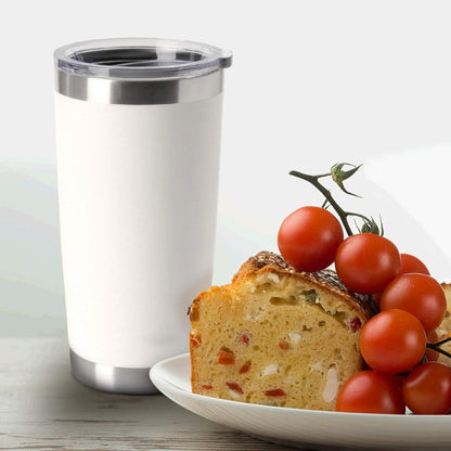 20Oz Stainless Steel Tumblers Bulk, Insulated Travel Cup with Lid, Double Wall Vacuum Coffee Mug for Cold & Hot Drinks 4 Pack, White