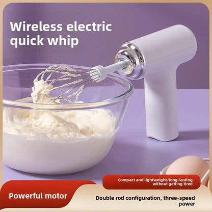 Electric Hand Mixer Whisk, 3 Speed USB Rechargeable Handheld Electric Egg Beater, Small Lightweight Portable Mixer with 2 Mixing Whisks for Milkshake, Cream, Cake, Baking, Coffee, Cooking and Kitchen Baking Tools