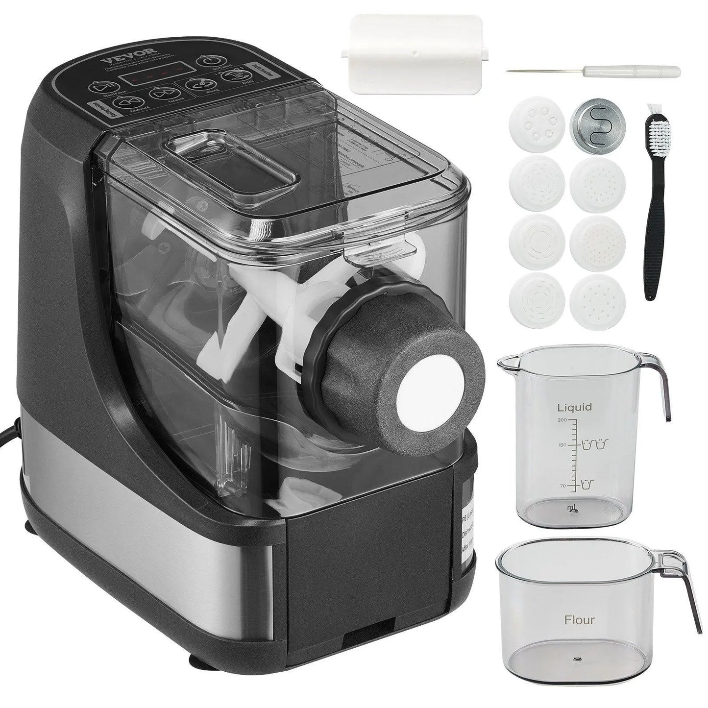 【Summerfinds】Vevor Electric Pasta Maker, 150W Automatic Noodle Maker Machine with 8 Pasta Shapes, 4 Intelligent Modes, 500G Flour Capacity Pasta Maker Machine with Measuring Cups, Cleaning Brush for Home Kitchen