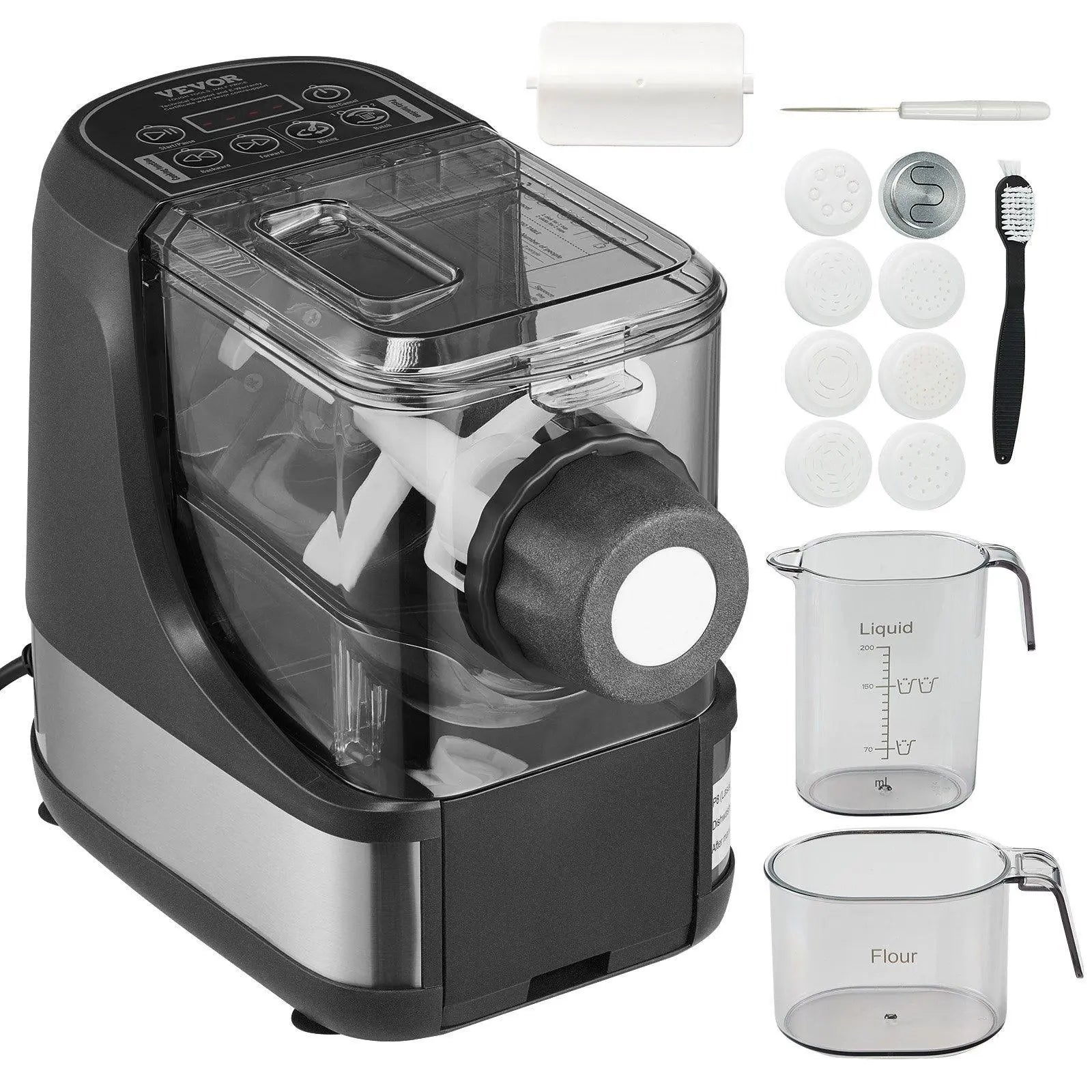 【Summerfinds】Vevor Electric Pasta Maker, 150W Automatic Noodle Maker Machine with 8 Pasta Shapes, 4 Intelligent Modes, 500G Flour Capacity Pasta Maker Machine with Measuring Cups, Cleaning Brush for Home Kitchen