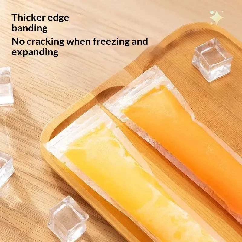 100PCS Transparent Popsicle Mold Bags - Leakproof Zip-Seal Disposable Freezer Tubes with Silicone Funnel, Kitchen Utensil for Freezing Juice, Frozen Fruit Pops Lolly & Ice Cream Moulds