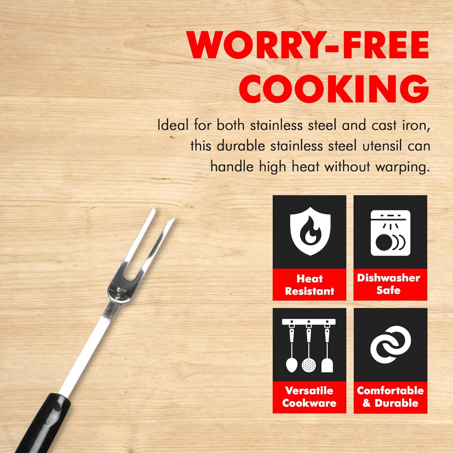 Select Meat Cooking Fork, 13 Inch, Stainless Steel