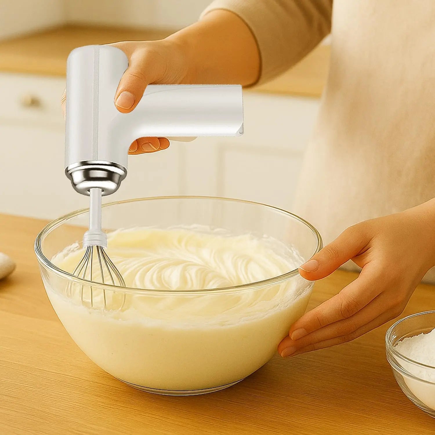 Electric Hand Mixer Whisk, 3 Speed USB Rechargeable Handheld Electric Egg Beater, Small Lightweight Portable Mixer with 2 Mixing Whisks for Milkshake, Cream, Cake, Baking, Coffee, Cooking and Kitchen Baking Tools