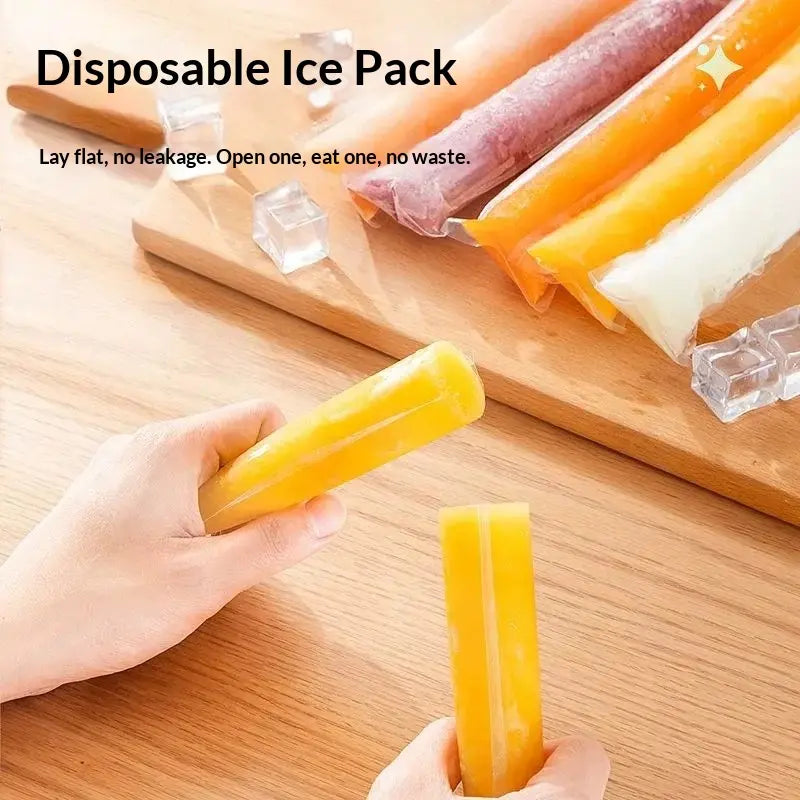 100PCS Transparent Popsicle Mold Bags - Leakproof Zip-Seal Disposable Freezer Tubes with Silicone Funnel, Kitchen Utensil for Freezing Juice, Frozen Fruit Pops Lolly & Ice Cream Moulds