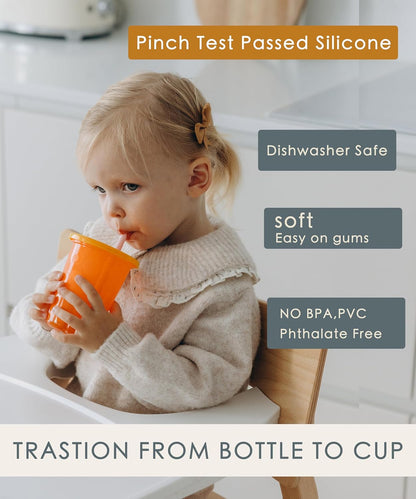 Mini Short Pinch Test Passed 5.5" Replacement Reusable Toddlers& Kids&Baby Silicone Small Straws for the First Years Take & Toss Spill Proof Straw Cup-Safe Fun for Baby Teething Chewing
