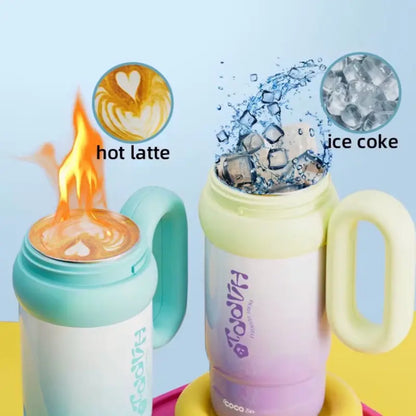 316 Aesthetic Stainless Steel Water Bottle 25.8 Oz Floral Straw Leak-Proof Soft Handle Durable Drinkware Tumbler Cup Portable Handwashing Only, Bottled Silicone Reusable, Bpa-Free, No Microwave