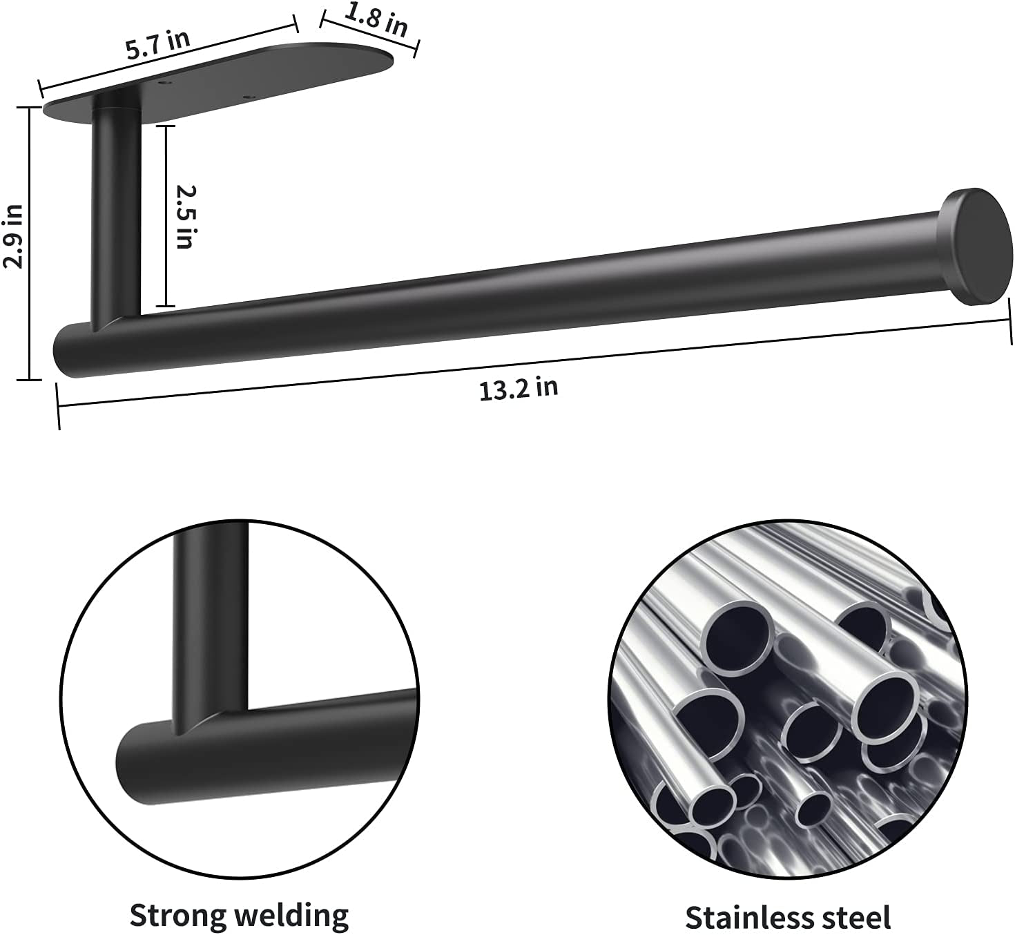 Wall Mount Paper Towel Holder Stainless Steel™ (Black)