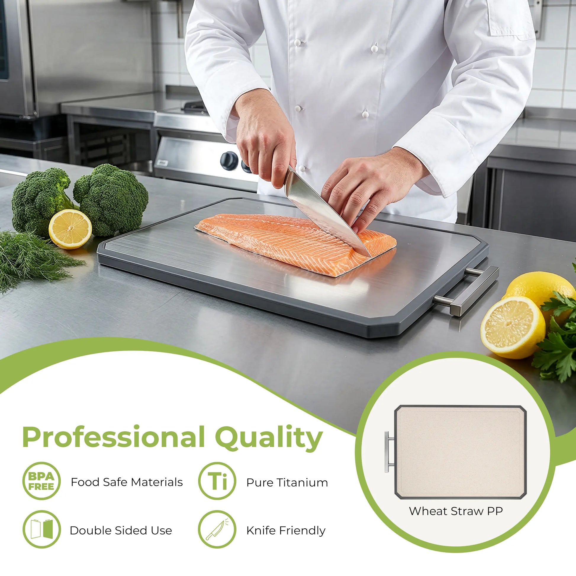 FRESHWARE Kitchen Durable Rectangular Chopping Board 2-Piece Set - Double-Sided, Dishwasher Safe, Medium (12.1”X8.3”) & Large (16.2”X11”) Wheat Straw Boards for Meat Prep, Durable Chopping Board