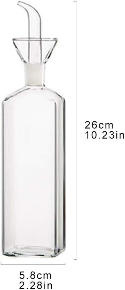 Landhope Oil Bottle Glass Olive Oil Dispenser Bottle Glass Cooking Oil Vinegar Measuring Dispenser with Spout for Kitchen and BBQ (500 Ml/17 Oz)