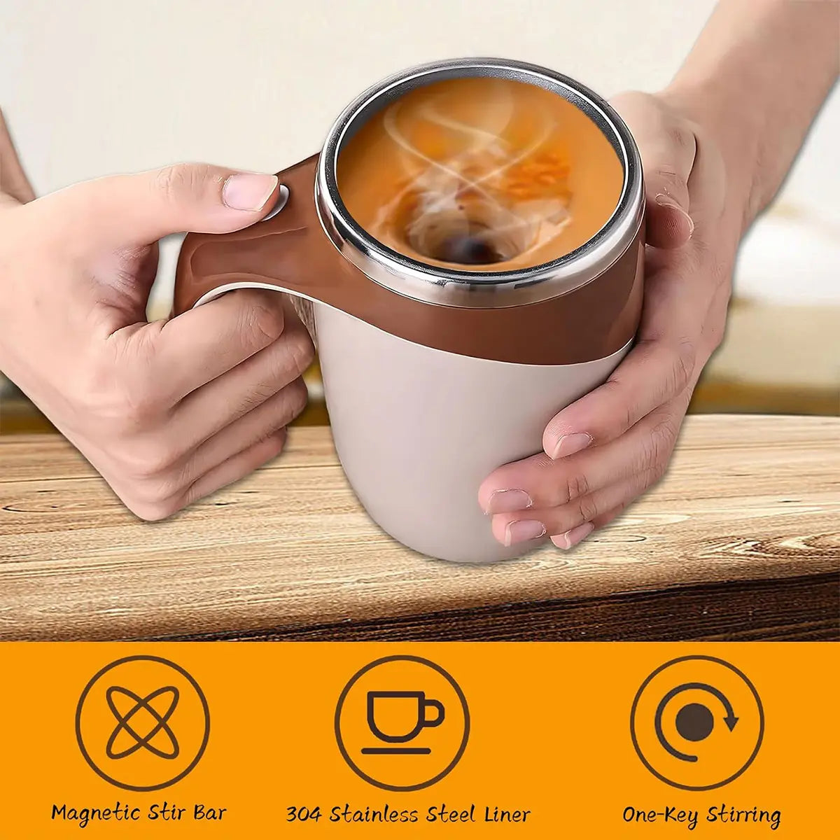 Automatic Magnetic Self Stirring Coffee Mug Rechargeable Stainless Steel Insulated Mixing Cup with Lid for Coffee Milk Tea Hot Chocolate and Protein Powder Christmas Gift
