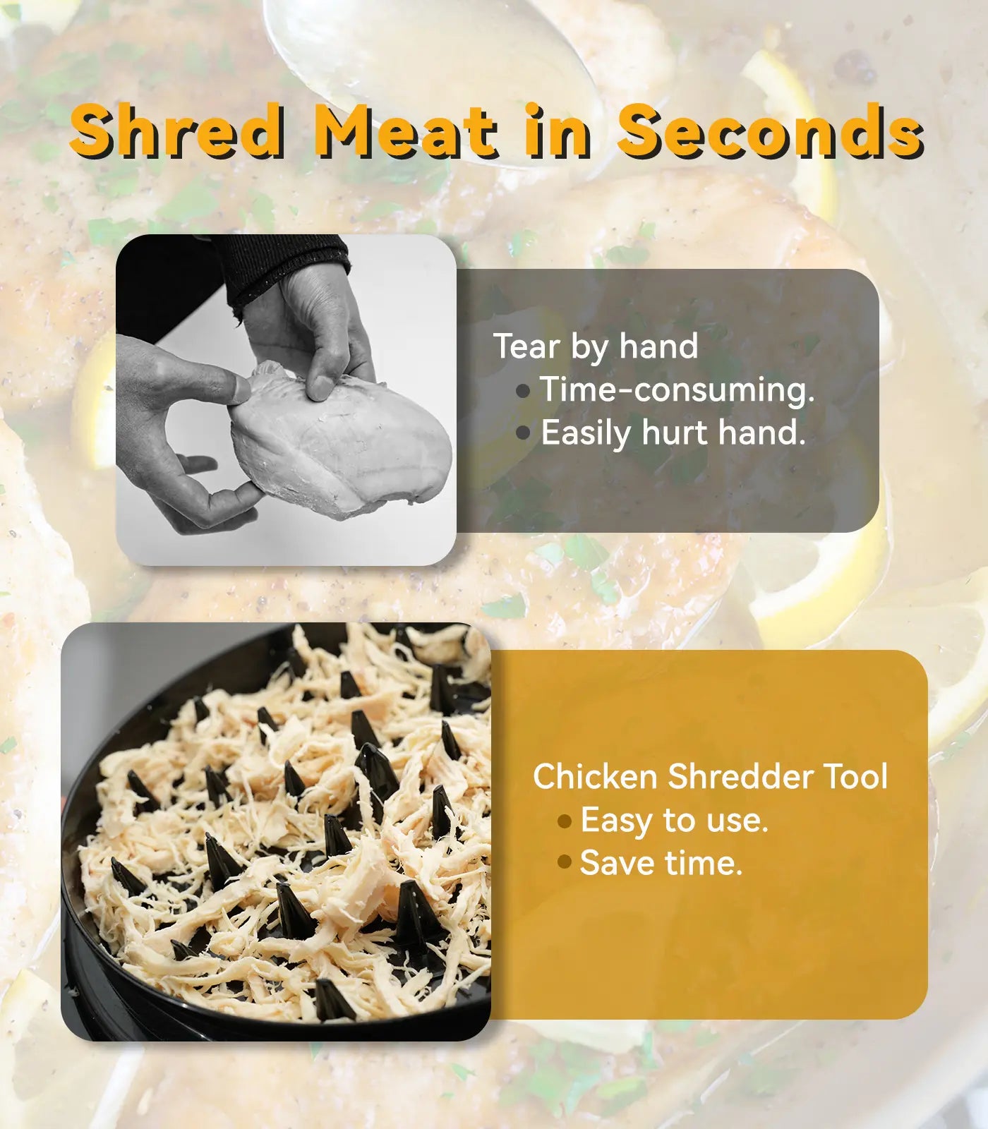 NULAS Summerwins Twist Chicken Shredder Slicer - Visible Chicken Breast Grinder, Anti-Skid Base Kitchen Tools, Cooking Tool with Lid for Barbecue, Ground Food (Elegant Black, Household Items),Home Essentials