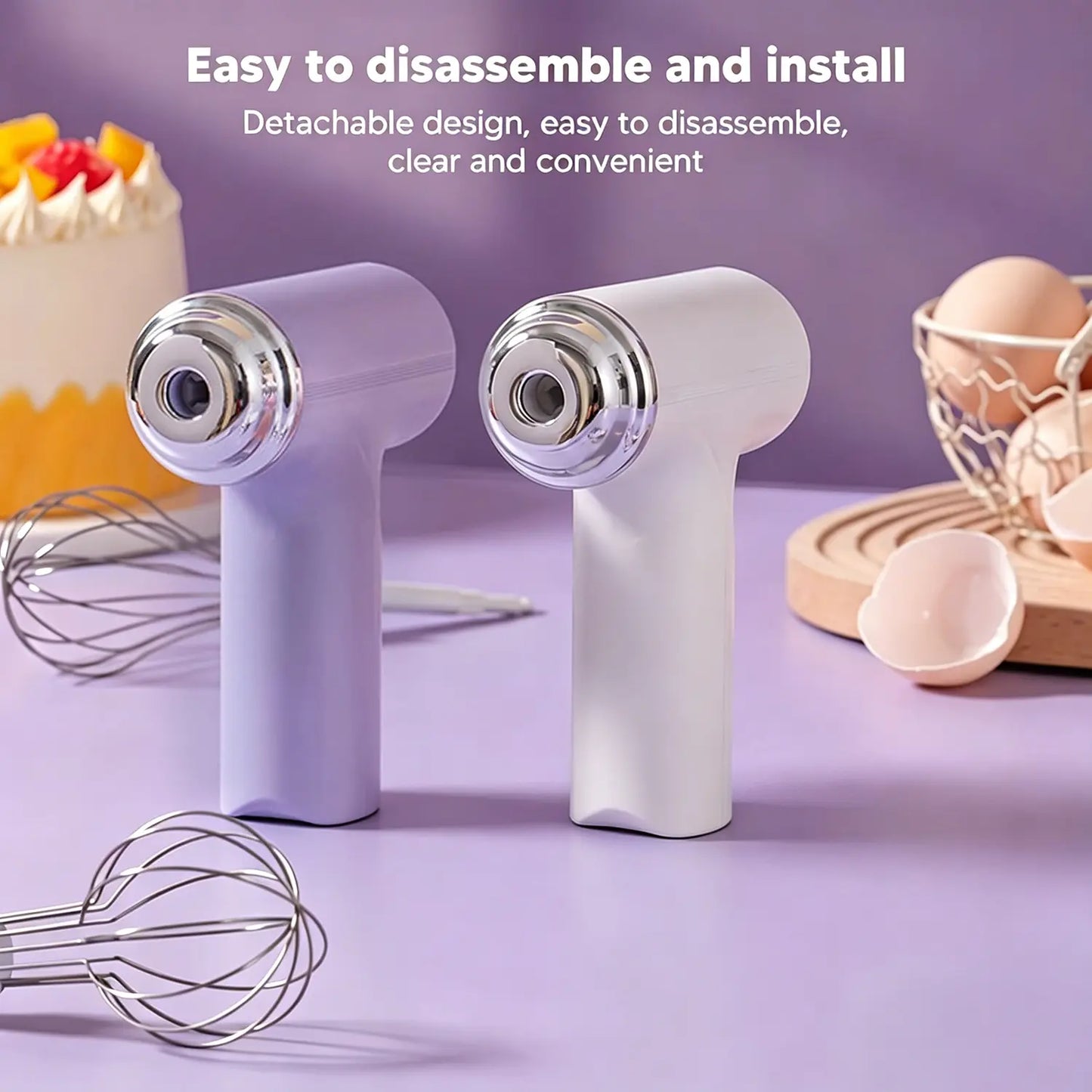 Electric Hand Mixer Whisk, 3 Speed USB Rechargeable Handheld Electric Egg Beater, Small Lightweight Portable Mixer with 2 Mixing Whisks for Milkshake, Cream, Cake, Baking, Coffee, Cooking and Kitchen Baking Tools