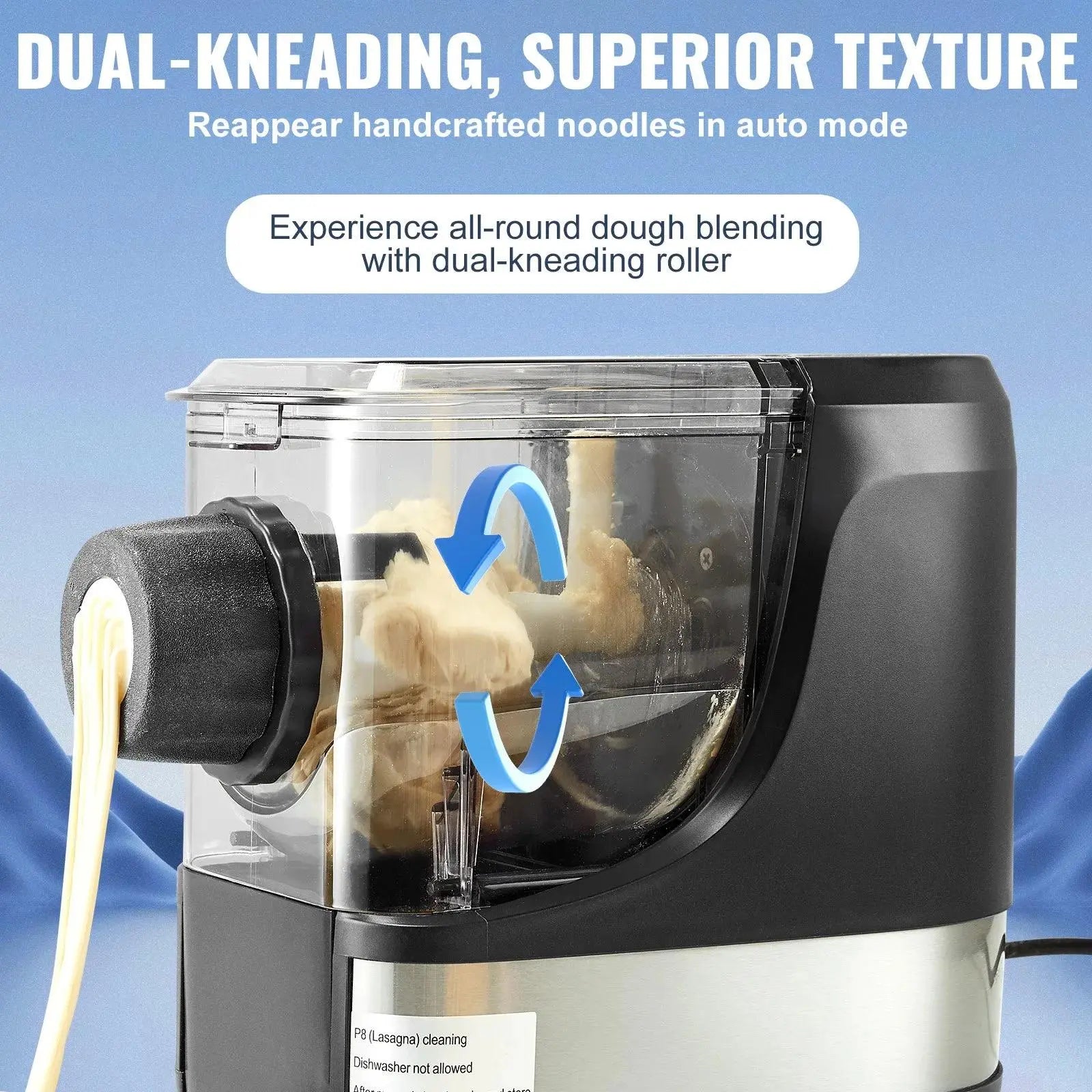 【Summerfinds】Vevor Electric Pasta Maker, 150W Automatic Noodle Maker Machine with 8 Pasta Shapes, 4 Intelligent Modes, 500G Flour Capacity Pasta Maker Machine with Measuring Cups, Cleaning Brush for Home Kitchen