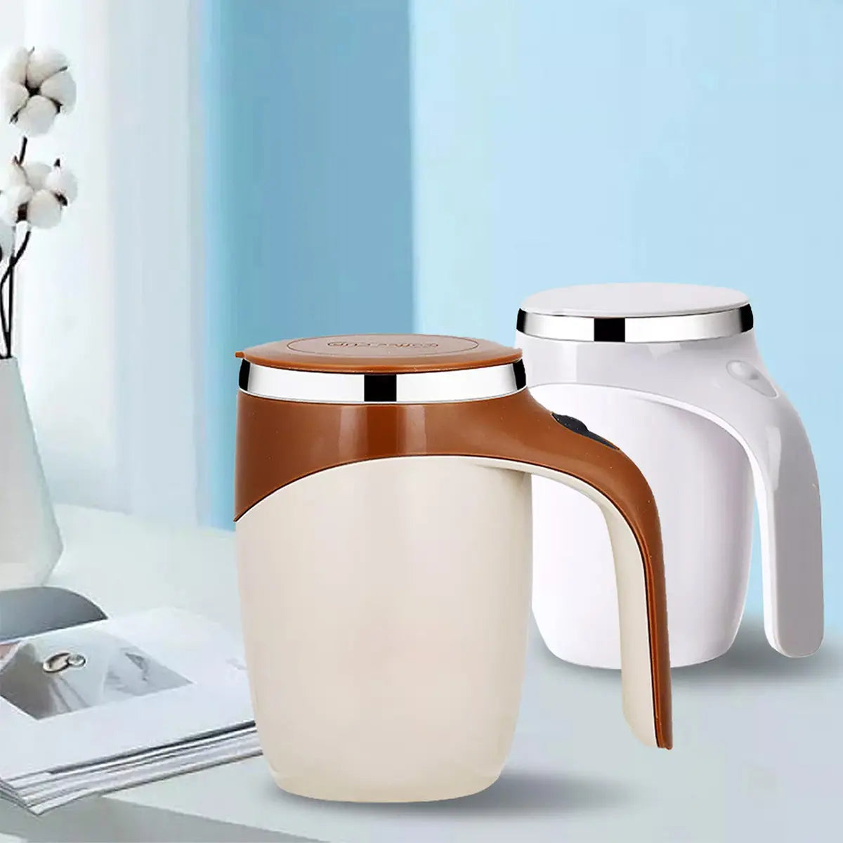 Automatic Magnetic Self Stirring Coffee Mug Rechargeable Stainless Steel Insulated Mixing Cup with Lid for Coffee Milk Tea Hot Chocolate and Protein Powder Christmas Gift